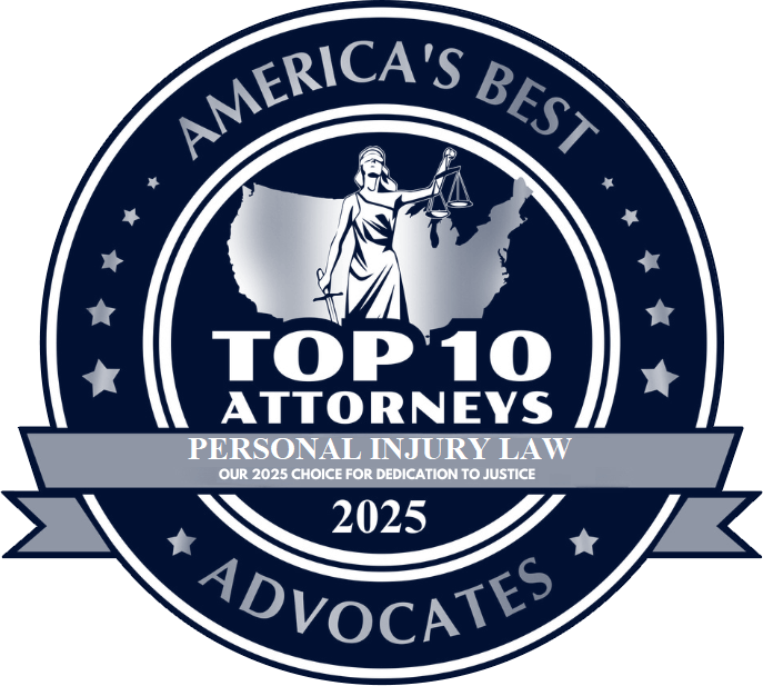 America’s Best Advocates 2025: Logotipo Top 10 En Derecho De Lesiones Personales Para Bachus &Amp; Schanker.