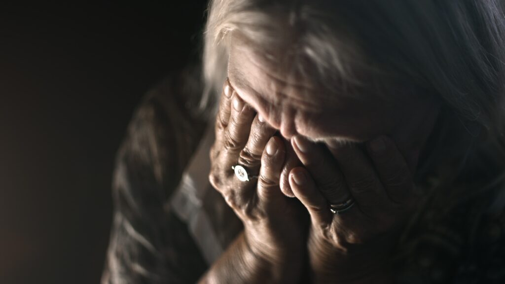 depressed senior woman