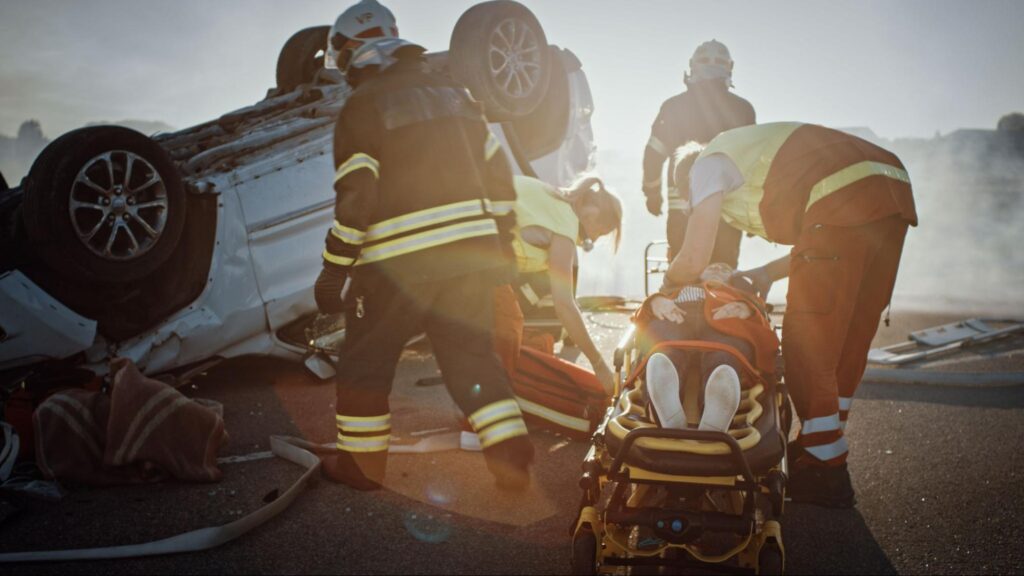 SUV rollover accident scene