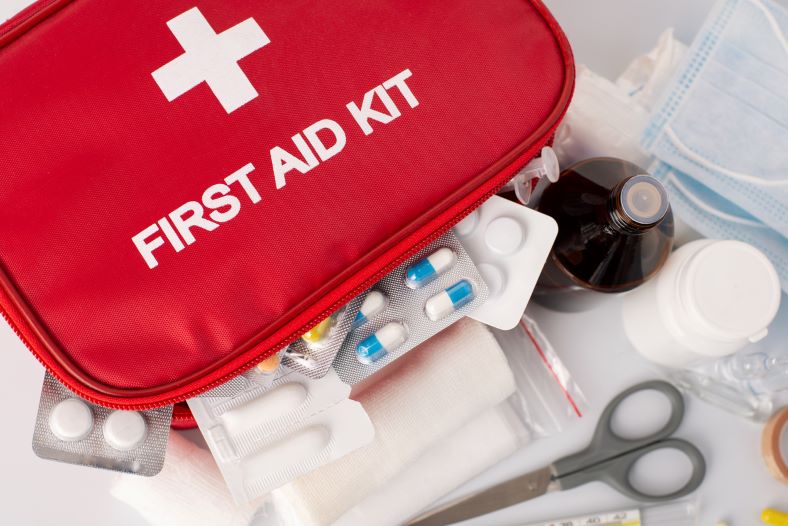 first aid kit with supplies