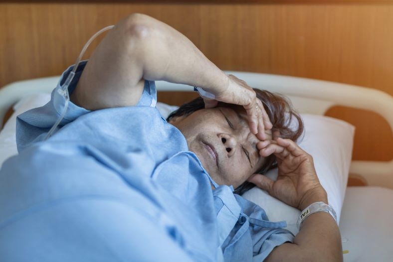 patient resting after receiving medicine for TBI