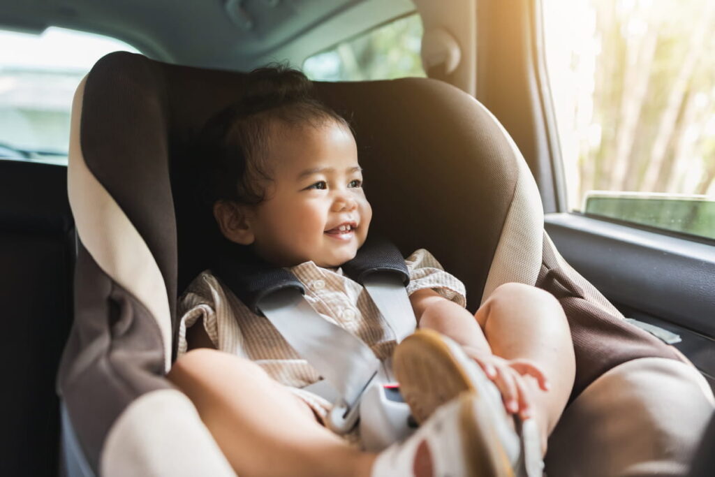 A child in a car seat in Colorado