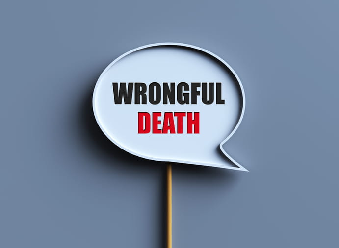A thought bubble that reads "Wrongful Death."