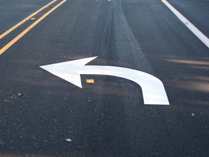 A left-hand turning lane.