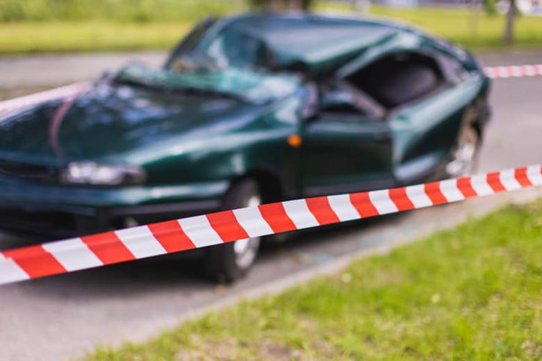 A badly damaged vehicle after a reckless car accident.